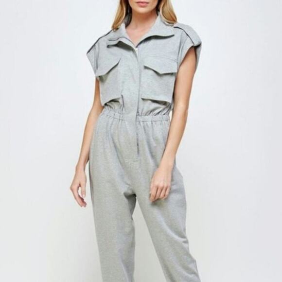 Strut & Bolt Womens Army Muted Green Knit Jumpsuit Jogger Size Large Utility - Picture 7 of 12